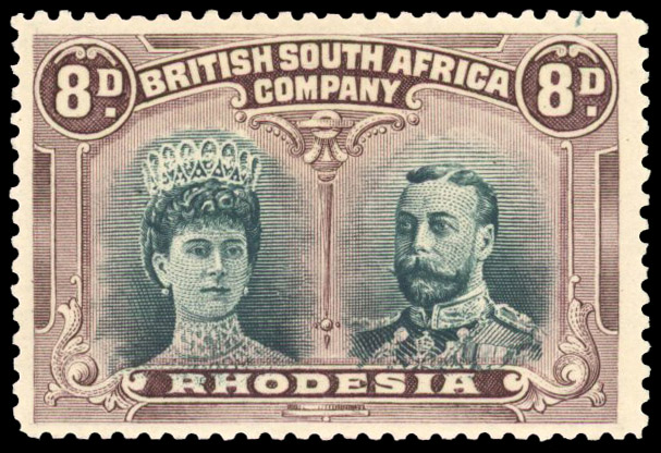 † 8d slate-green and deep dull purple SG 148, position 8 mint