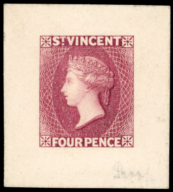 St Vincent SG 60var 4d die proof in carmine lake 