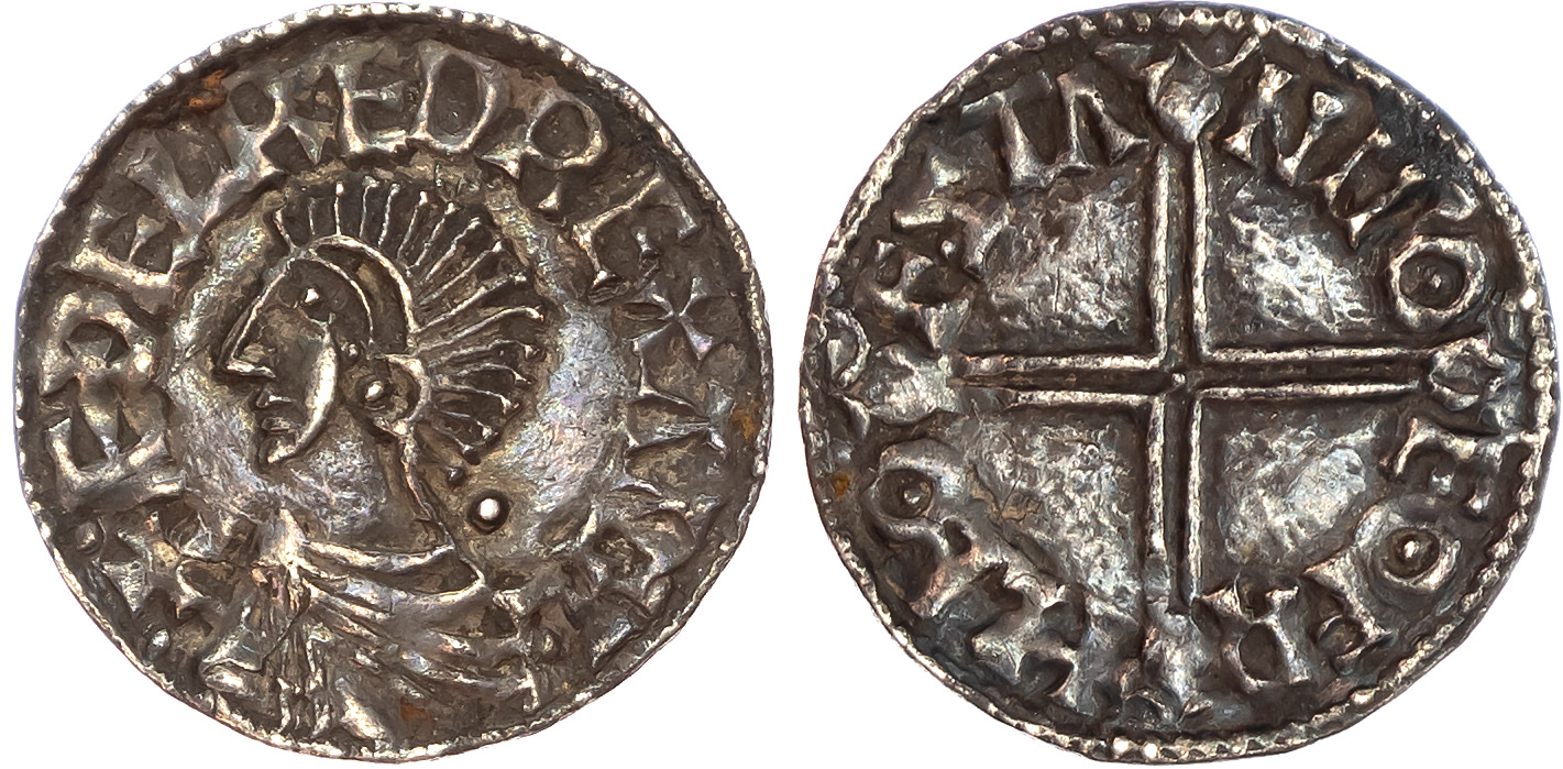 Aethelred II (978‑1016), AR Penny, Long Cross type (c.997‑1003), York, Leofstan, York.