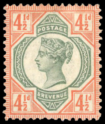 Great Britain SG 206var 4½d colour trial 
