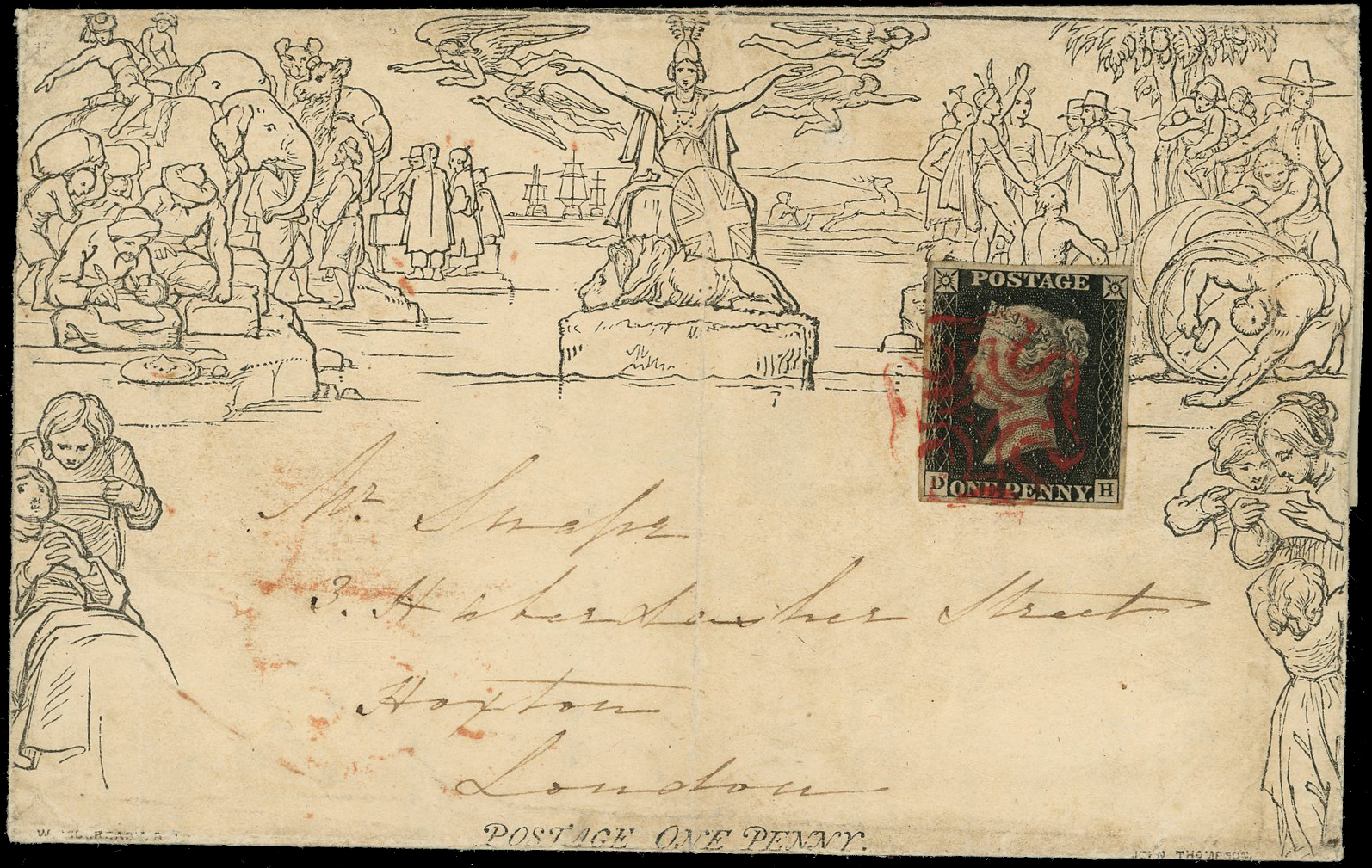 1840 1d Mulready Lettersheet (Stereo removed).