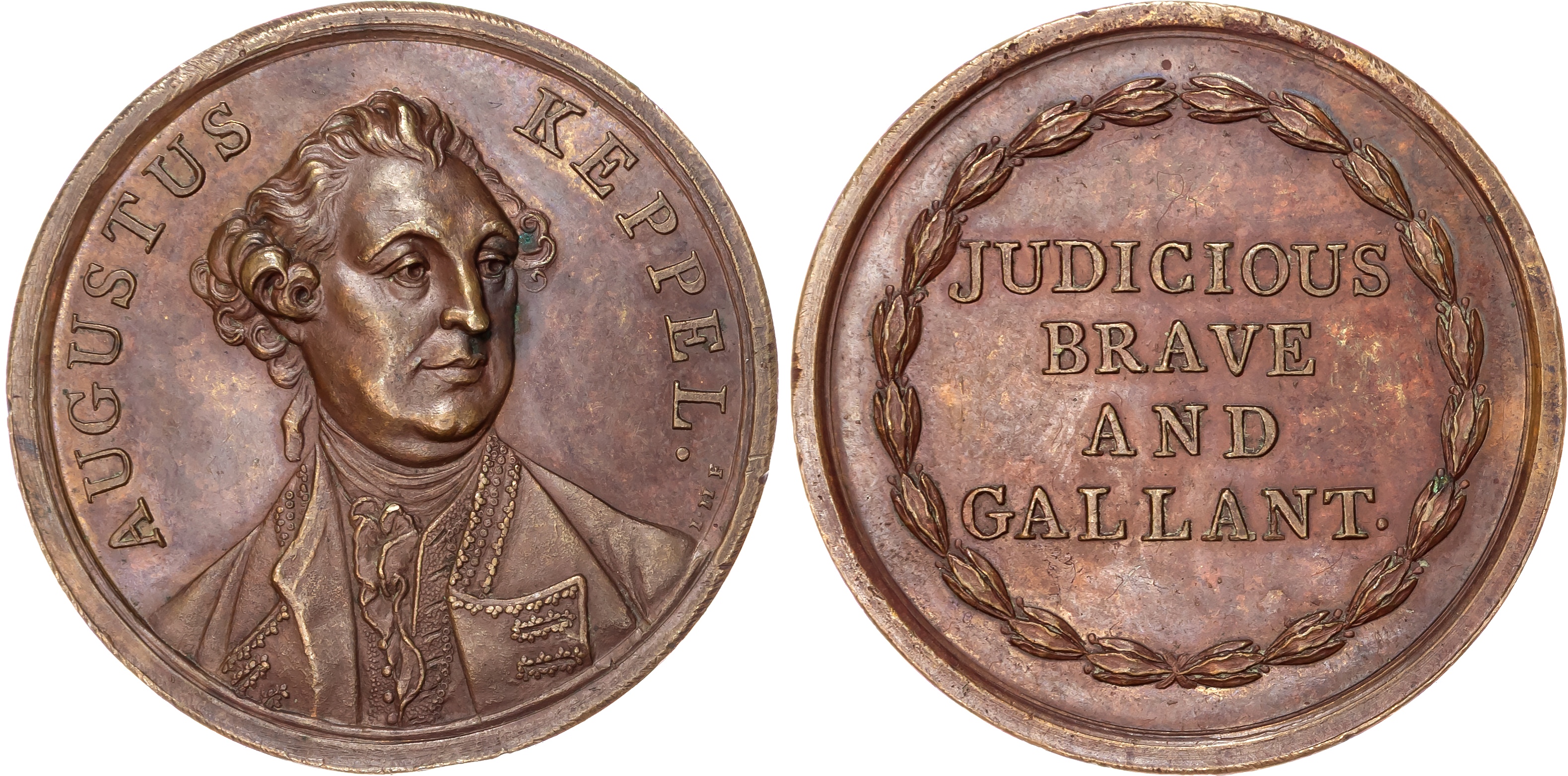 Admiral Augustus Keppel, the Battle of Ushant 1778, AE medal 1778, signed IH.