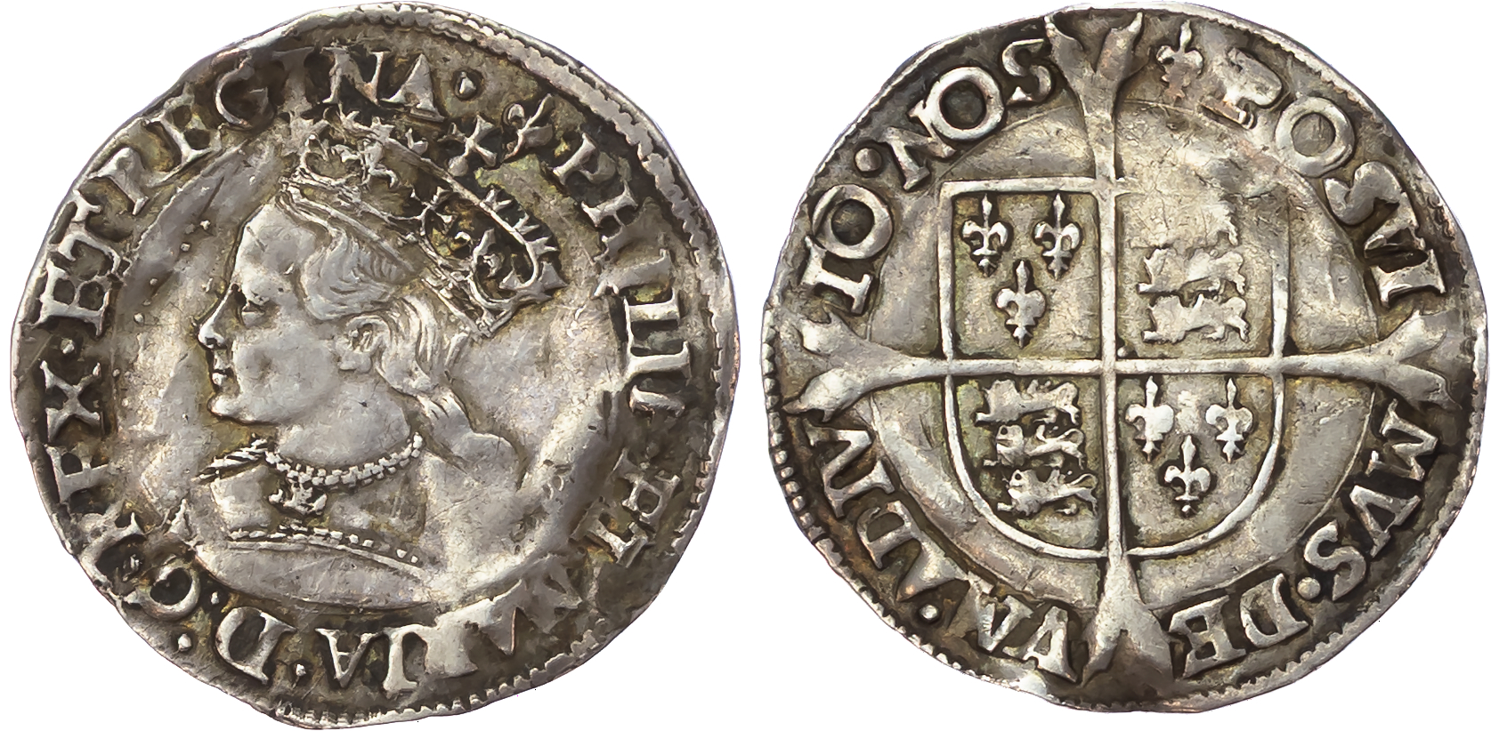 Philip and Mary (1554-1558), Groat, mintmark lis both sides.