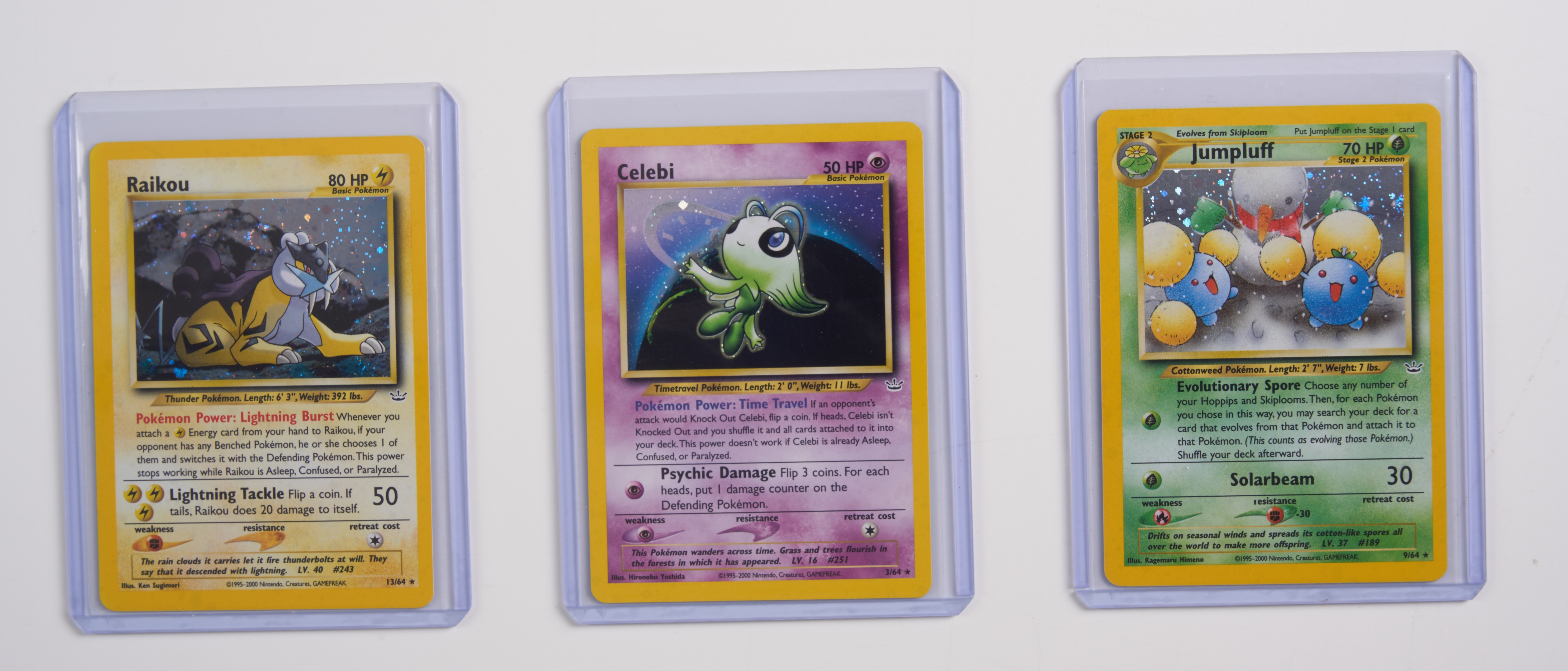 Neo Revelation Holos: Raikou #13 // Celebi #3 // Jumpluff #9