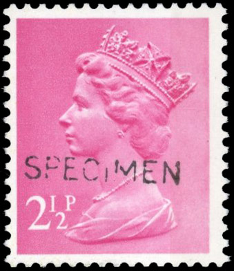 GB SG X852a 1972 Machin 2½p magenta SPECIMEN