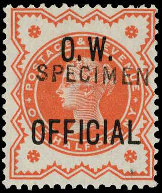 Officials; O.W. Official. 1896 ½d...