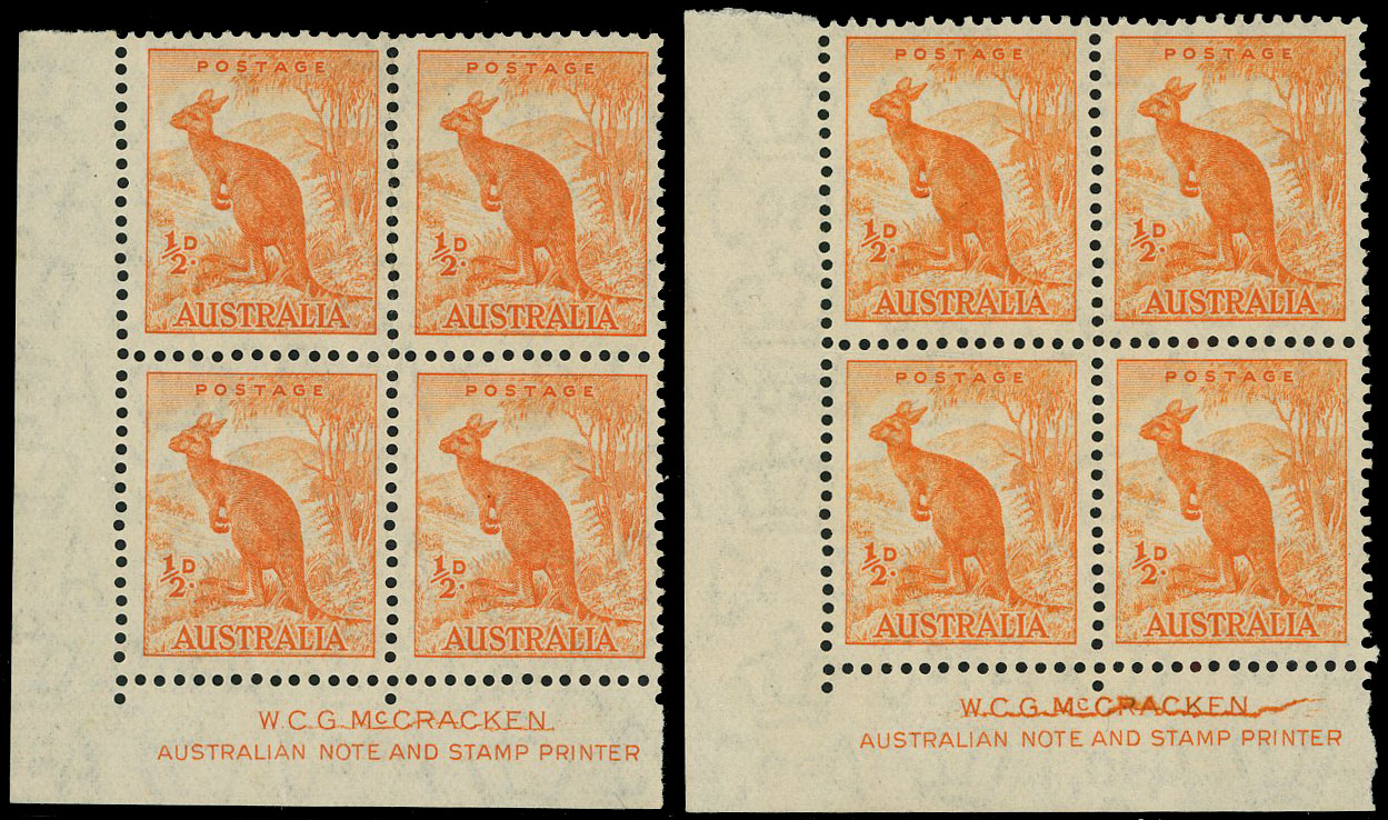Australia SG 164 cracked plate imprint blocks mint