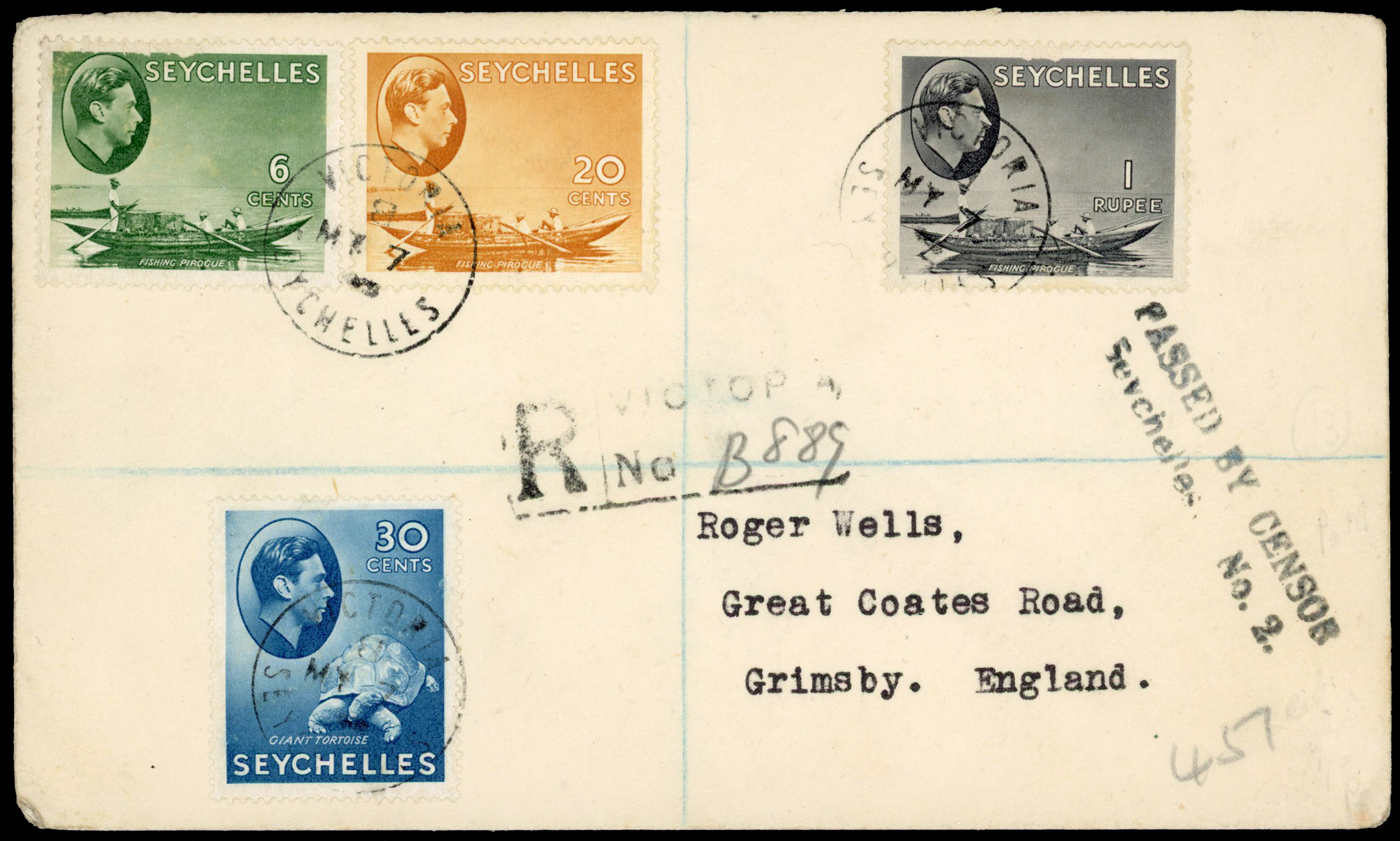 Seychelles 1940 Censor cover