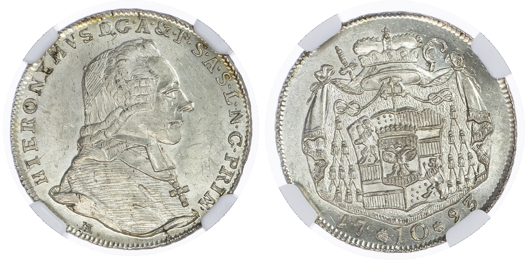 Austria, Bishopric of Salzburg. Heironymus von Colloredo AR 10 Kreuzer. 1793 M.