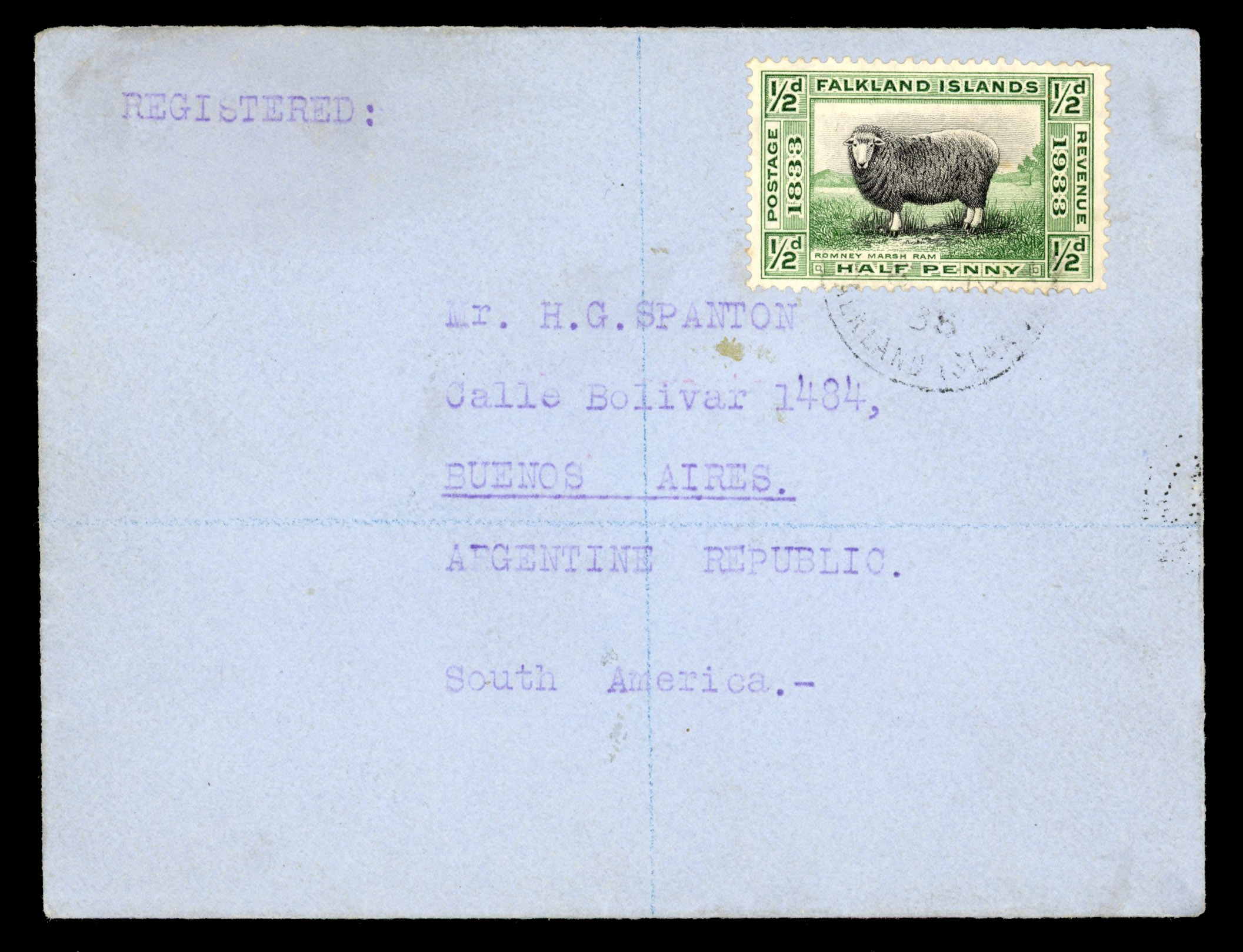 1933 Centenary covers Port Stanley