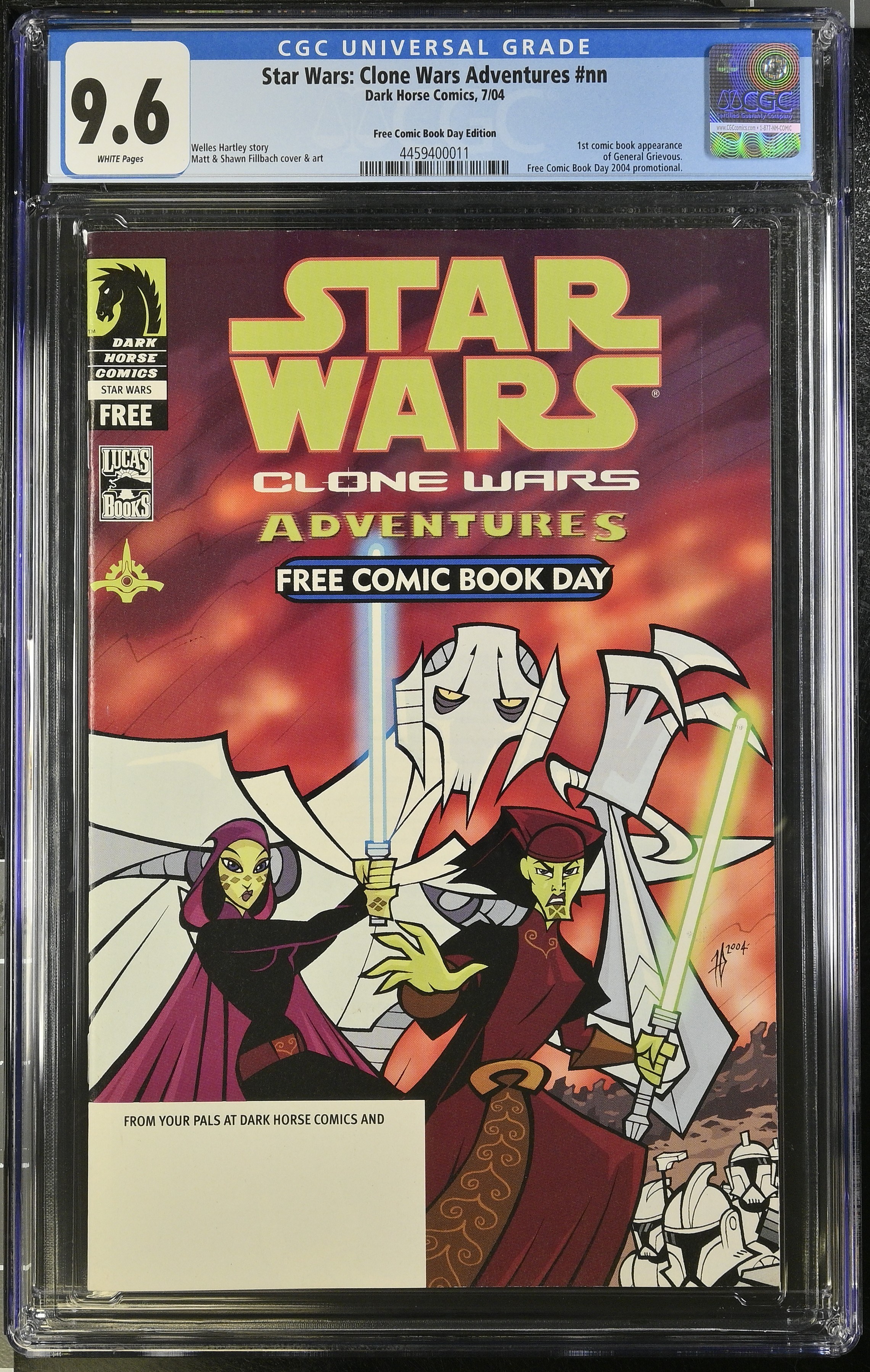 Star Wars: Clone Wars Adventures CGC 9.6 1st Appearance General Grievous FCBD Edition (Dark Horse Comics, 2004) White Pages