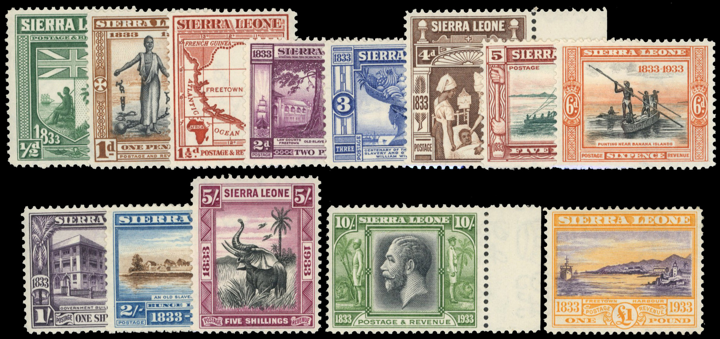 SIERRA LEONE 1933 Wilberforce set mint