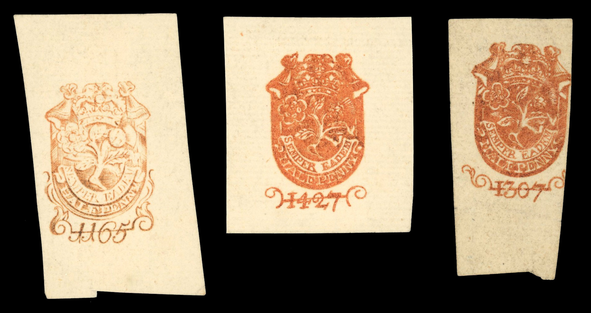 GB Newspaper Duty proofs of 1712-1757 ½d stamp