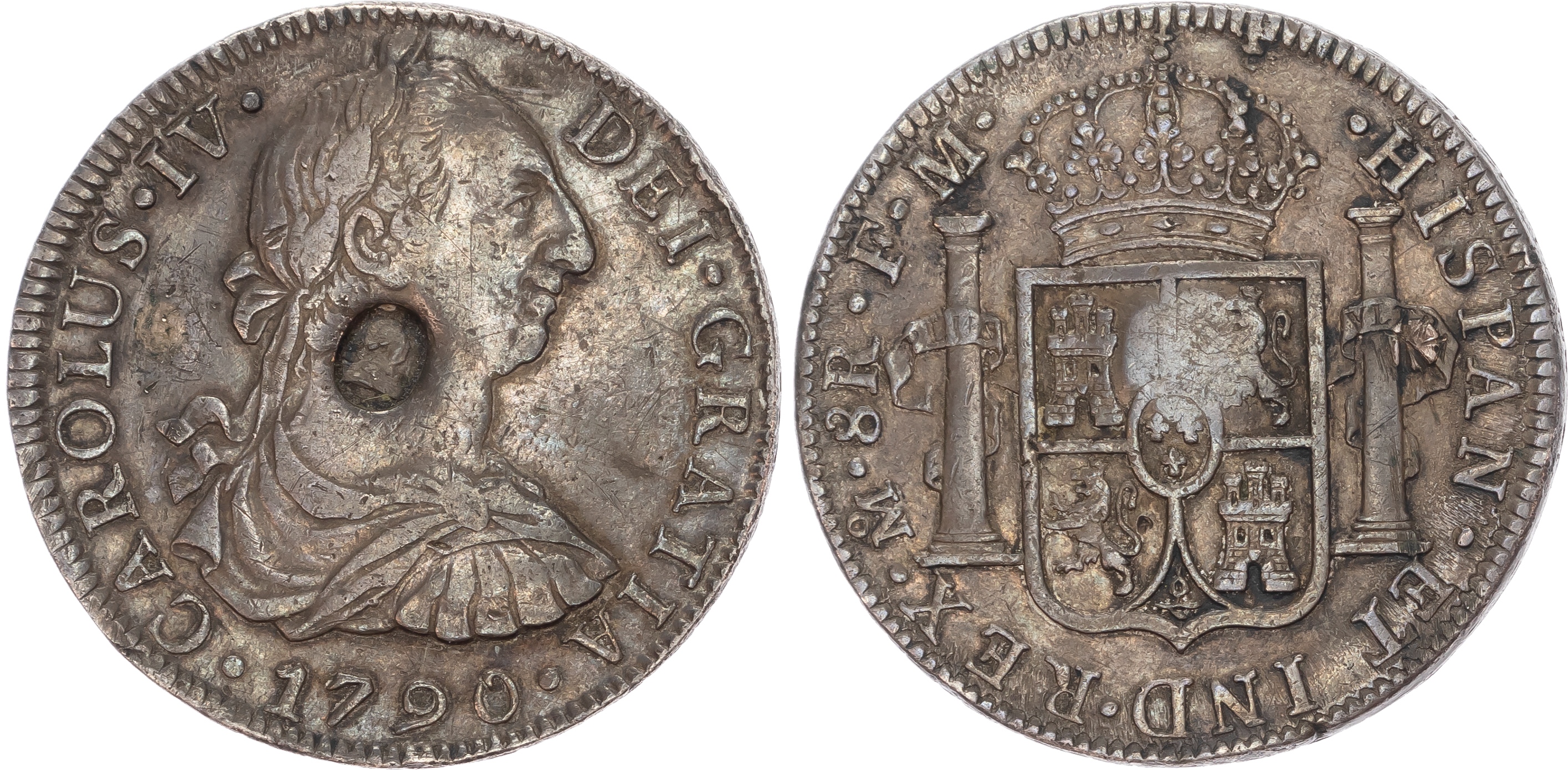 George III (1760-1820), Emergency Issues (1797-1799), Oval-Countermark Dollar (8-Reales), 1790