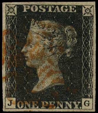 1840 1d black Plate 6 (JG) four good...