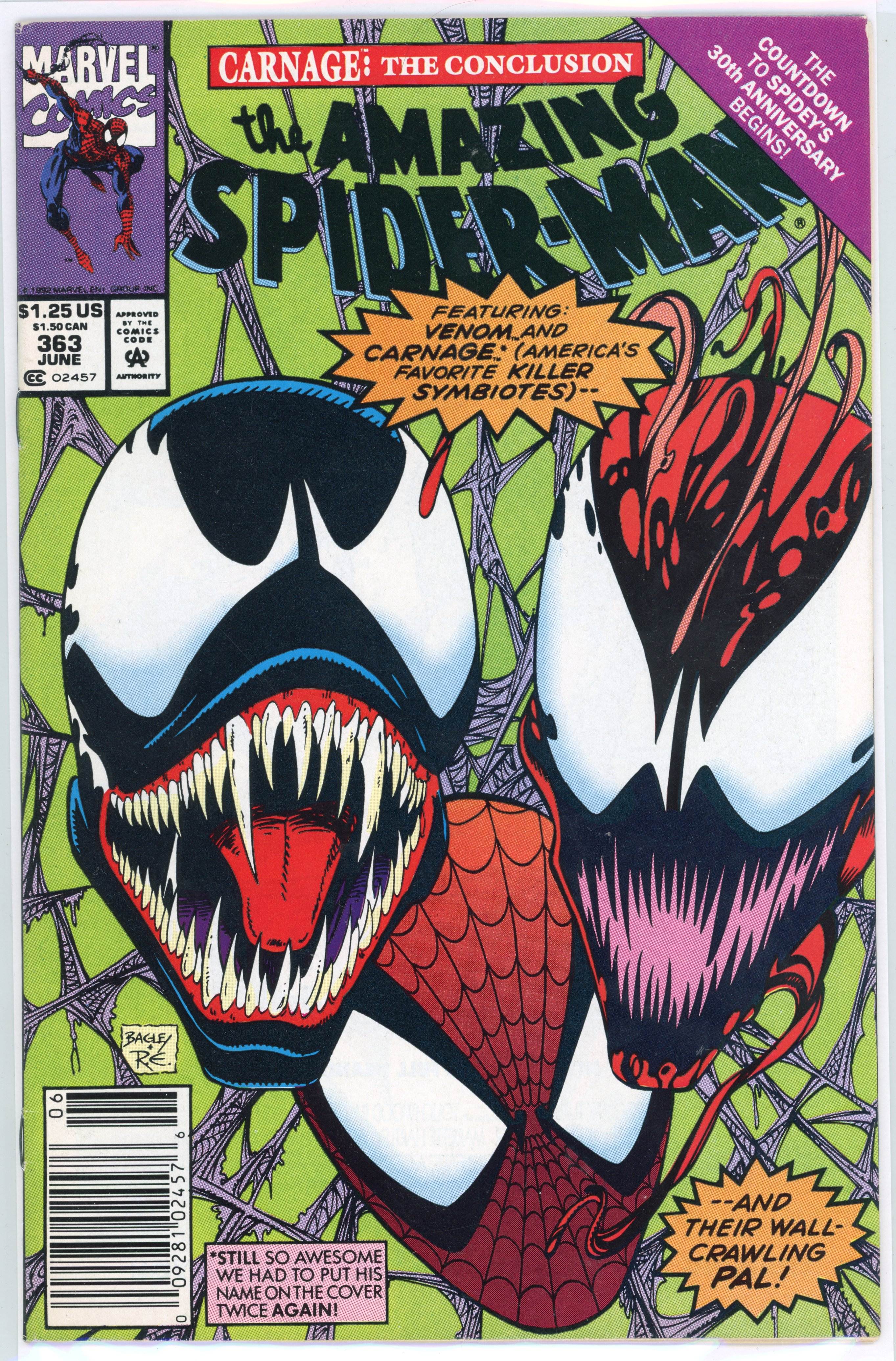 Amazing Spider-Man #363 (Marvel Comics, 1992) Third appearance of Carnage
