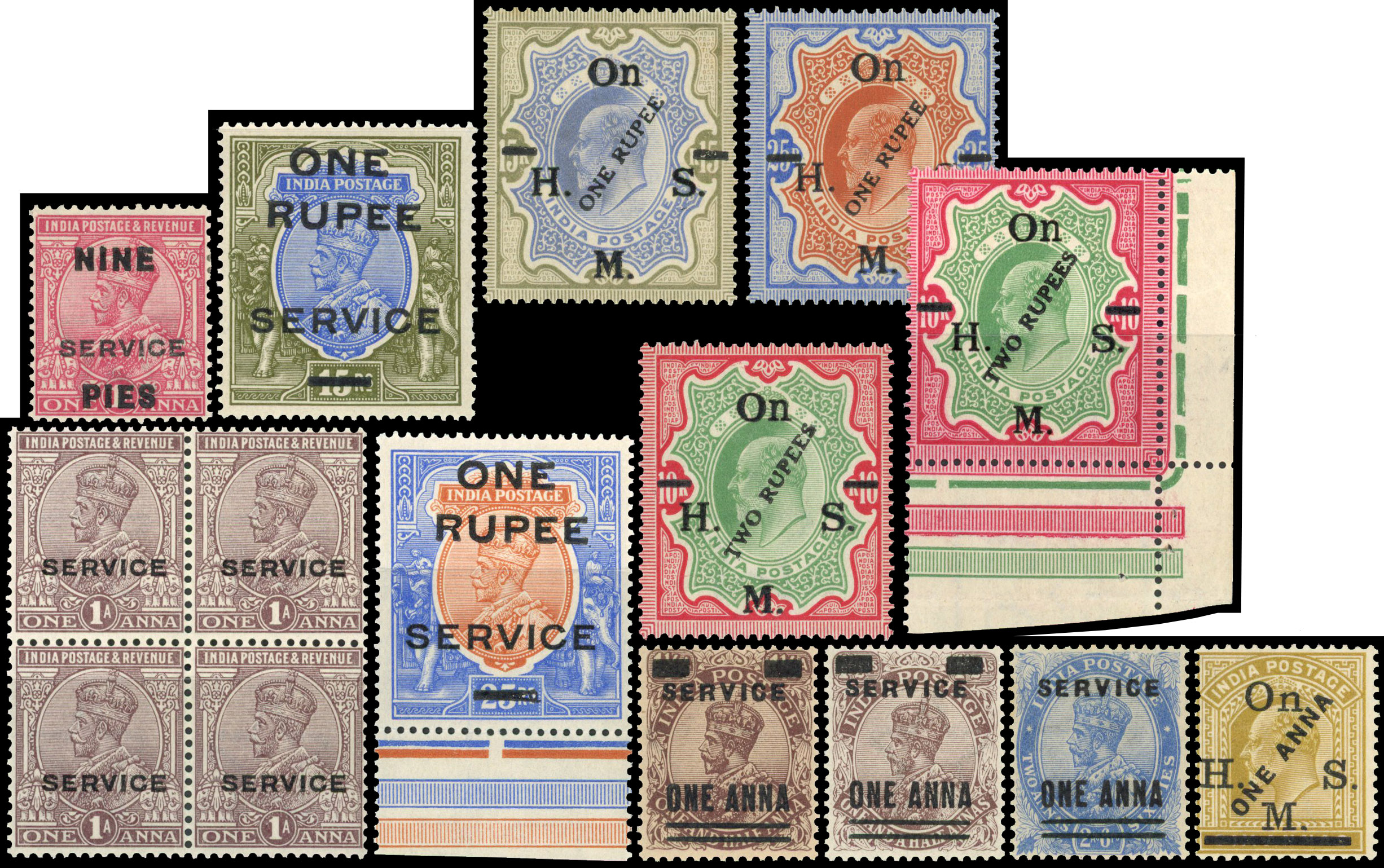 India mint selection of official stamps