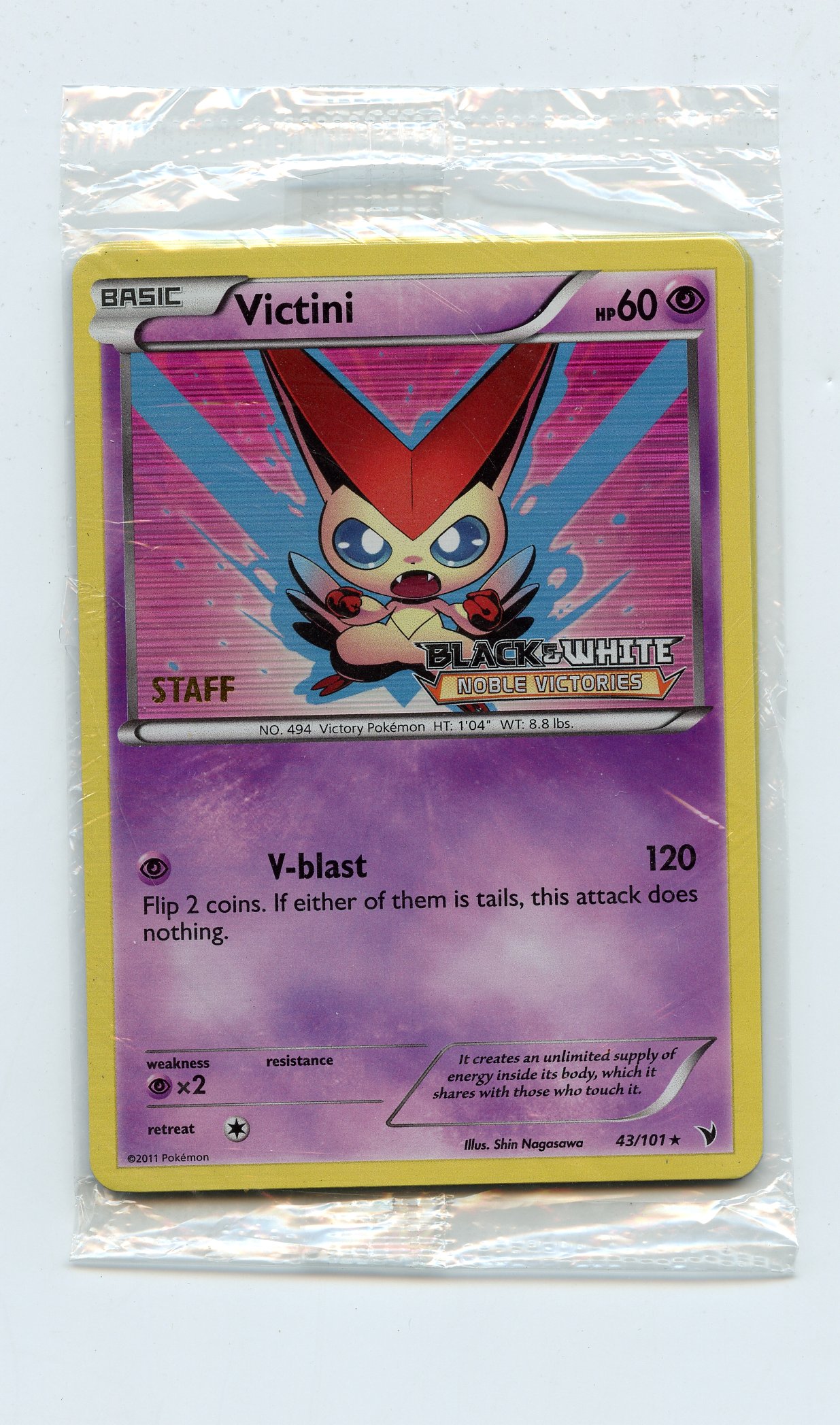Victini #43 STAFF Promo Noble Victories Sealed Pack (x5 copies)