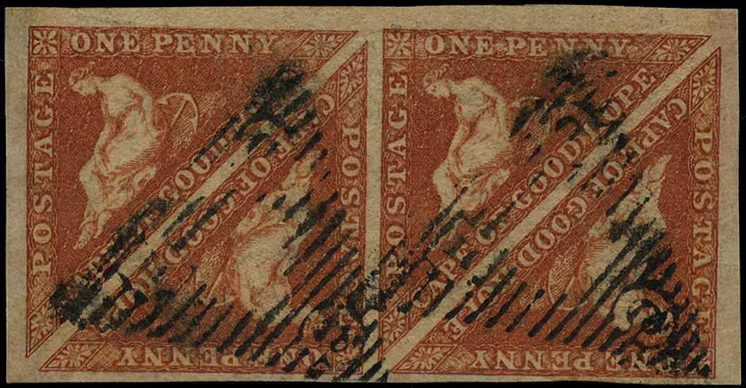 1853 1d brown-red on slightly blued paper...