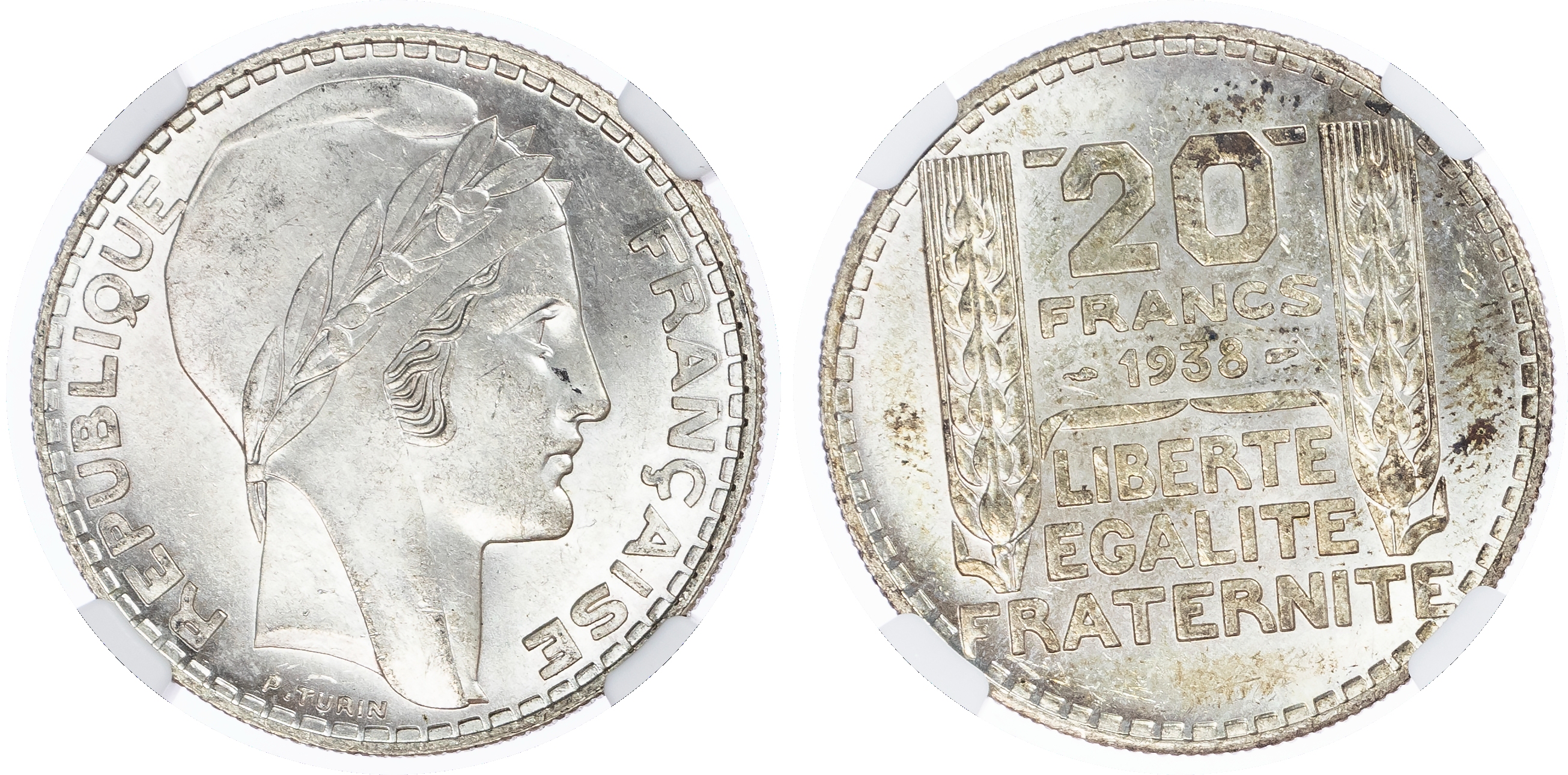 France. Third Republic AR 20 Francs. 1938. 