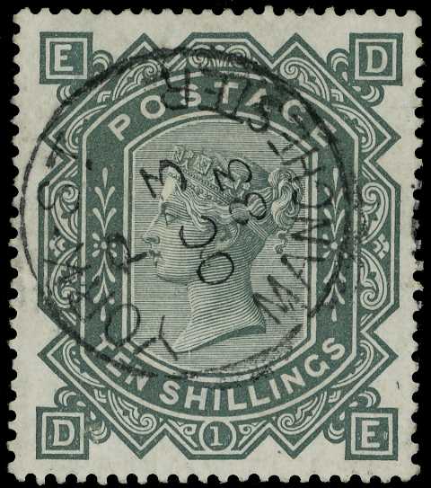 1867-83 Wmk Large Anchor 10/- greenish grey...