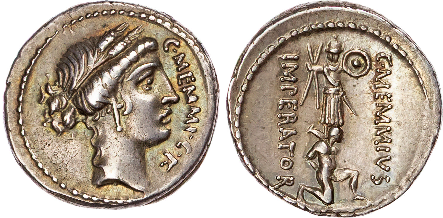 C. Memmius C. f. (56 BC) AR Denarius, Rome, 3.91g. 