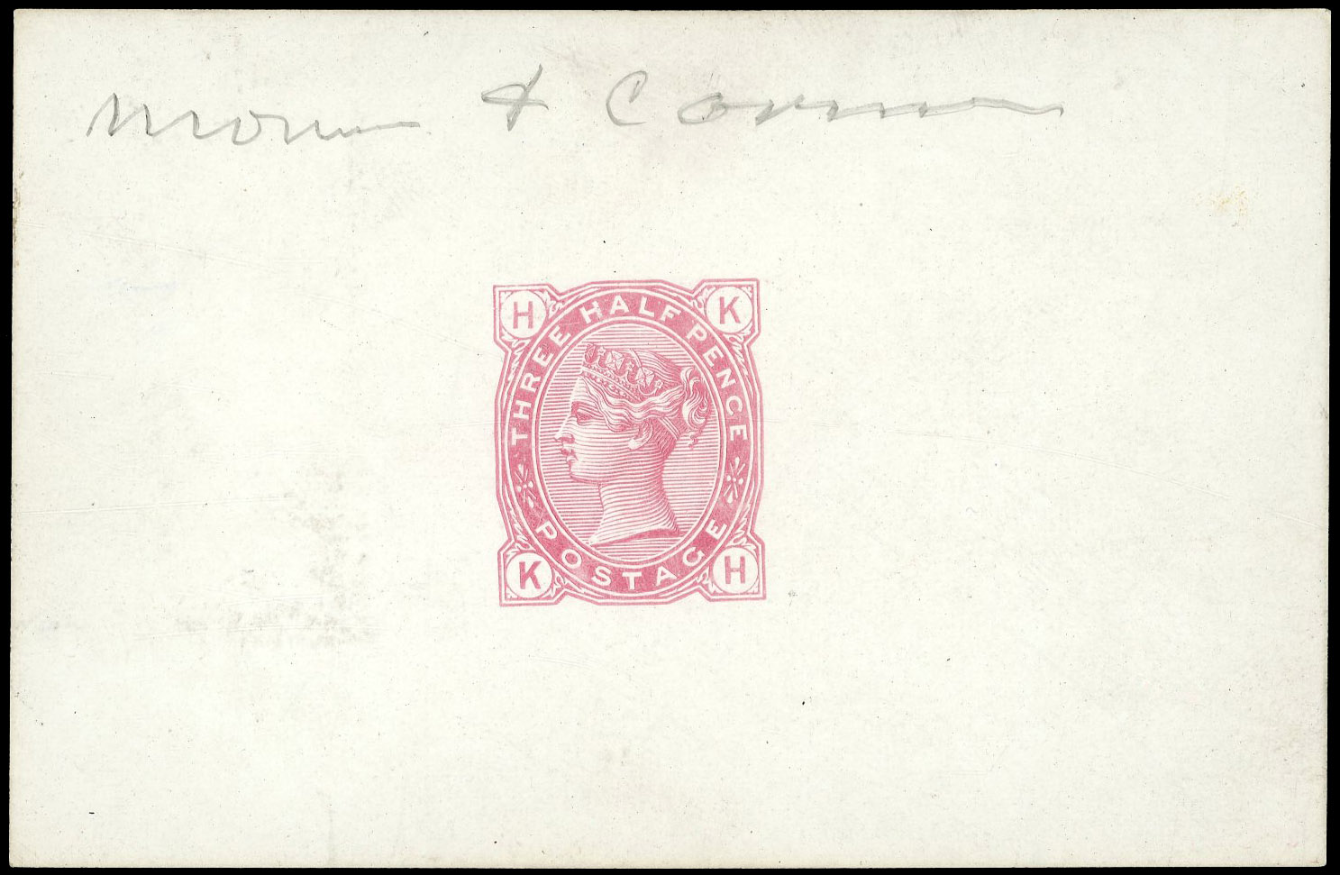 1880 1½d Provisional Issue Essay. Very fine die-proof by De la rue, printed in carmine on white glazed card (92x61mm) co…