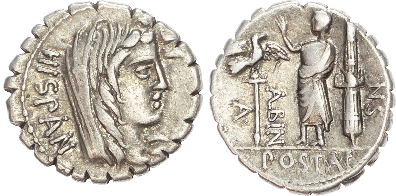 A. Postumius A. f. Sp. N. Albinus (81 BC) AR Denarius Serratus, Rome, 3.96g. 