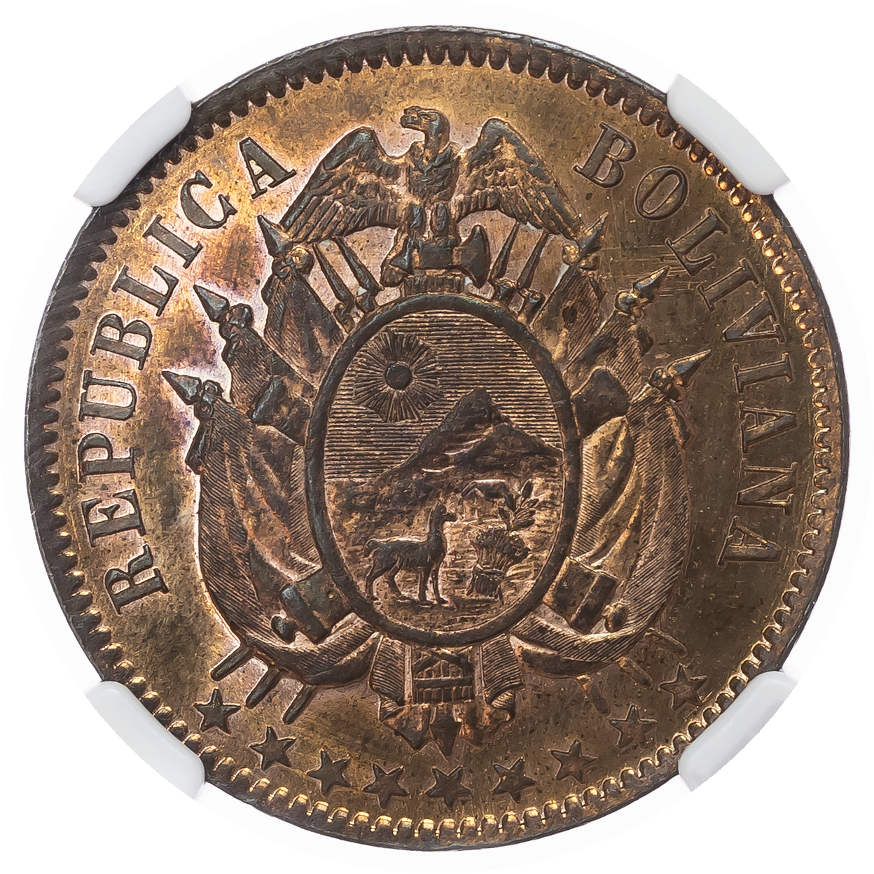 Bolivia, Republic CU Essai 2 Centavos. 1883 EG.