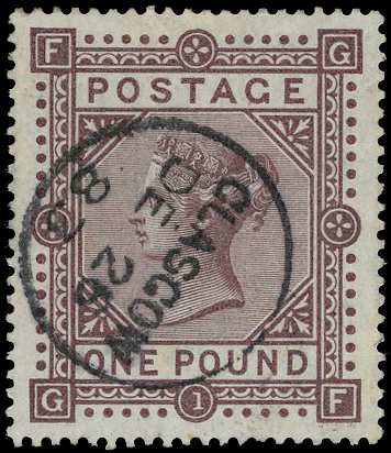 1882 £1 brown-lilac Pl.1 (Blued paper)