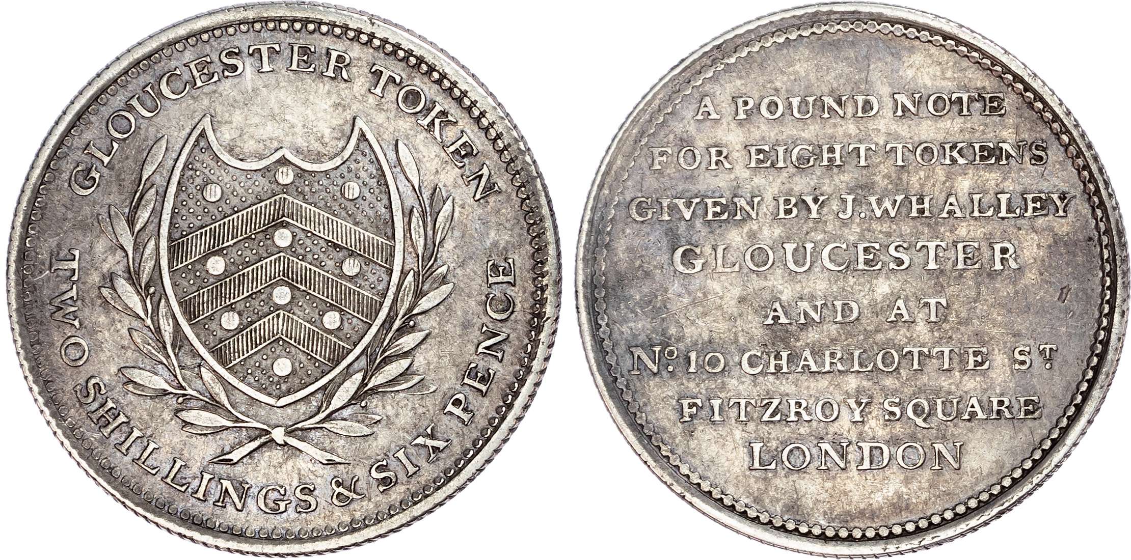 Gloucestershire, Gloucester. J. Whalley, silver halfcrown.