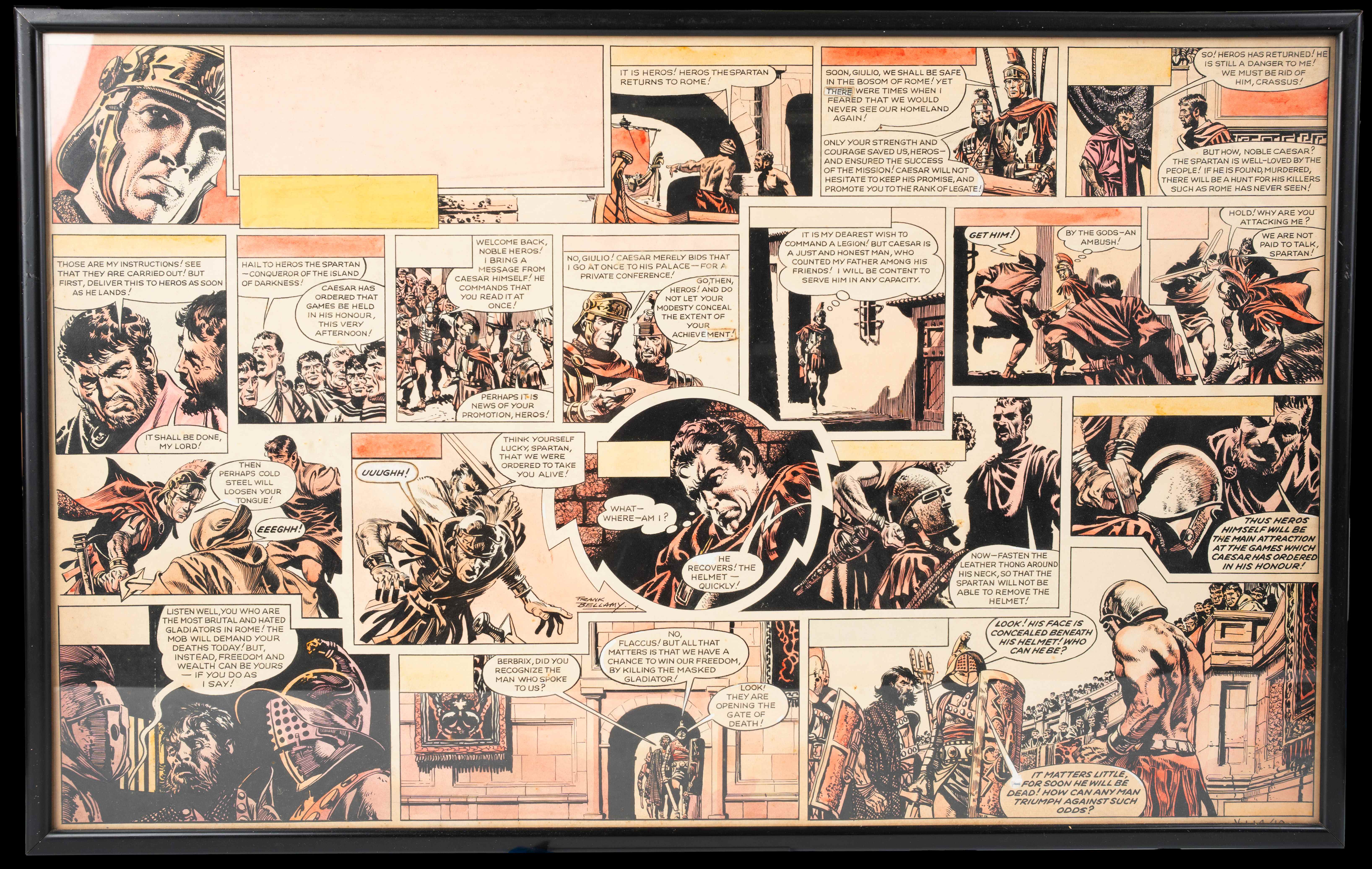 Frank Bellamy Eagle Magazine Vol 14 #10 "Heros The Spartan: Episode 1" Two Page Original Art (Longacre Press, 1963)
