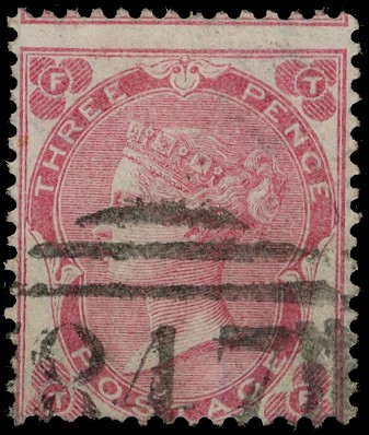 1862 3d Bright carmine rose Pl.2 (Wmk. Error three roses and a thistle, W20b)