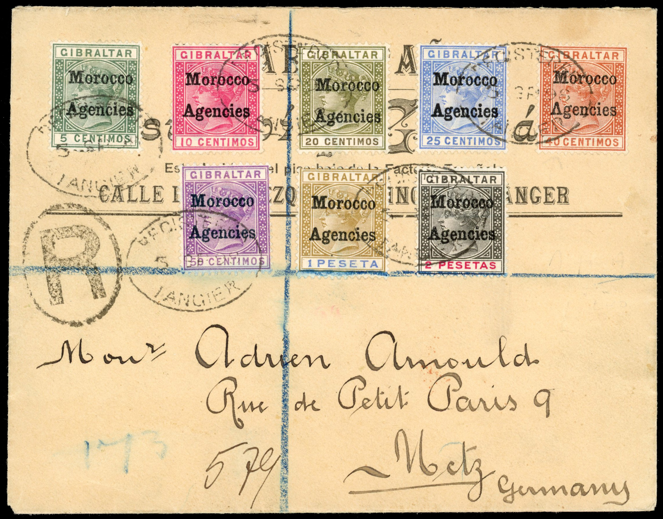 Morocco Agencies SG 1-8 cover with varieties