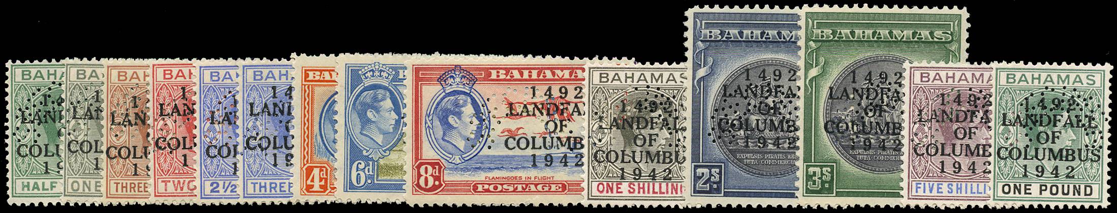 BAHAMAS SG 162s/75s 1942 LANDFALL SPEC SET UM