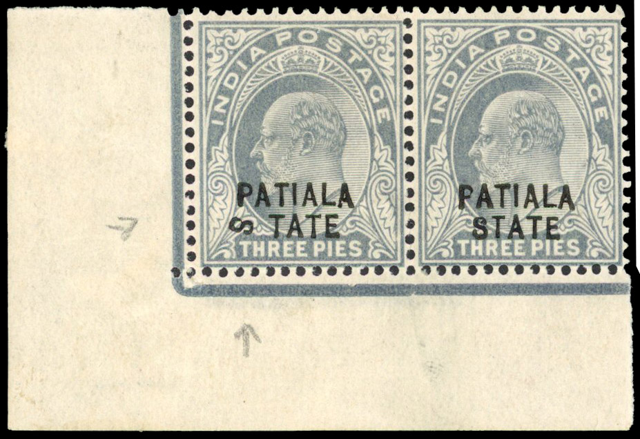 SG 35b 'S' in State sideways in pair with normal lpog 