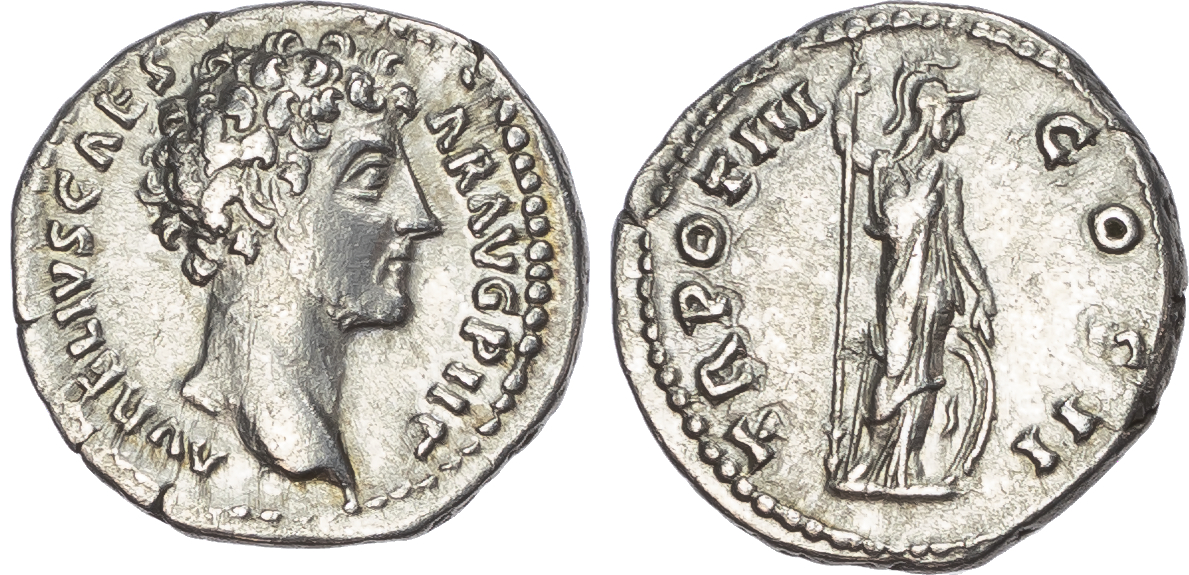 Marcus Aurelius (AD 161-180) AR Denarius, struck as Caesar under Antoninus Pius, Rome, AD 148-149, 3.08g. 