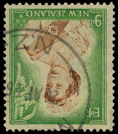 1954 9d brown and bright green with...