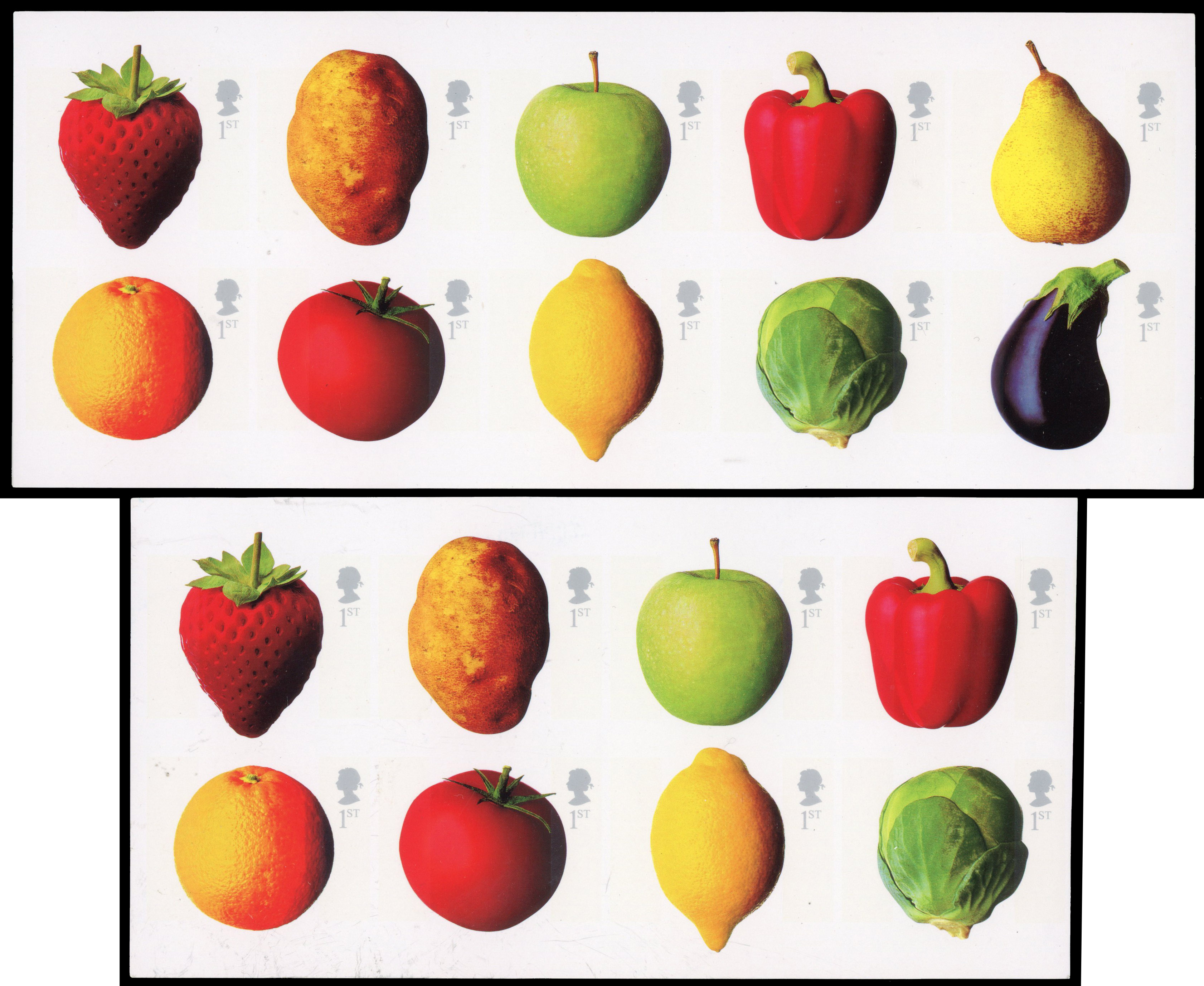 Great Britain 2003 (1st) Fruit and Vegetables imperf block of 10, SG 2348a