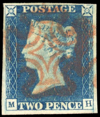 GB 1840 2d blue Plate 1, fine used, SG 5