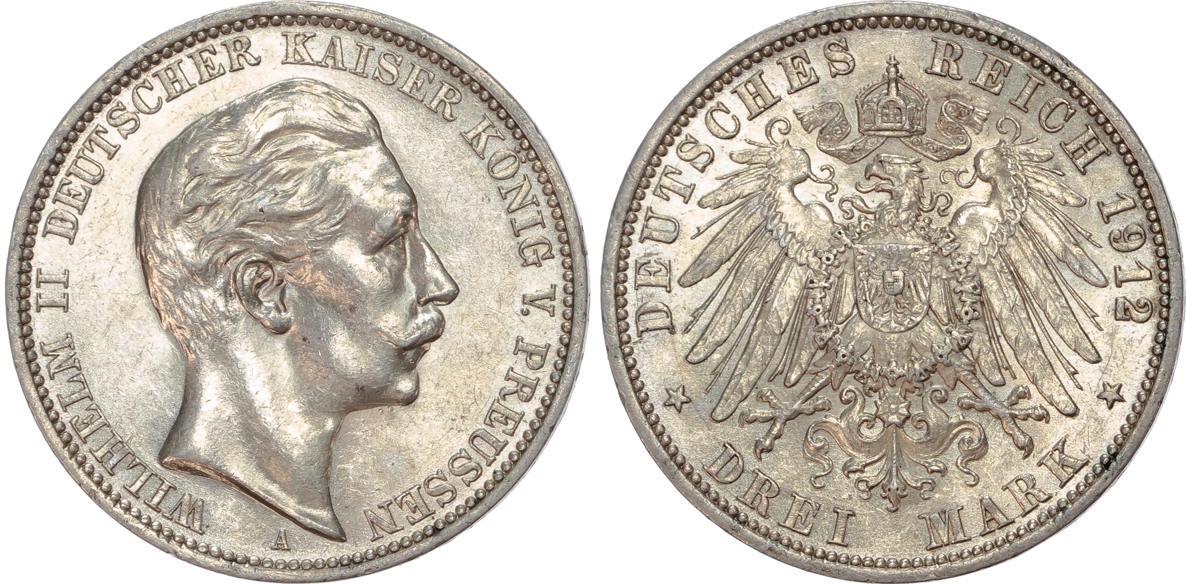 Germany, Prussia, Wilhelm II (1888-1918), silver 3 Marks (5).