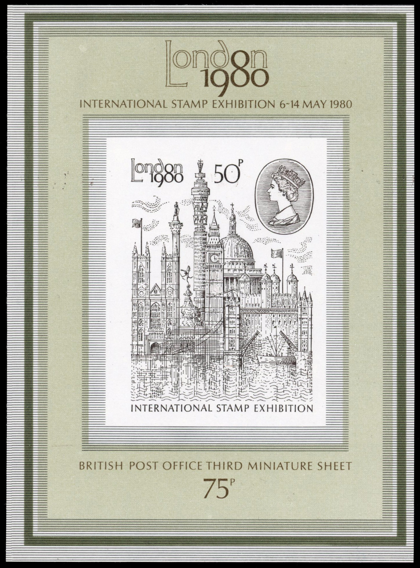 GB SG MS1119a London 1980 sheet imperforate mint