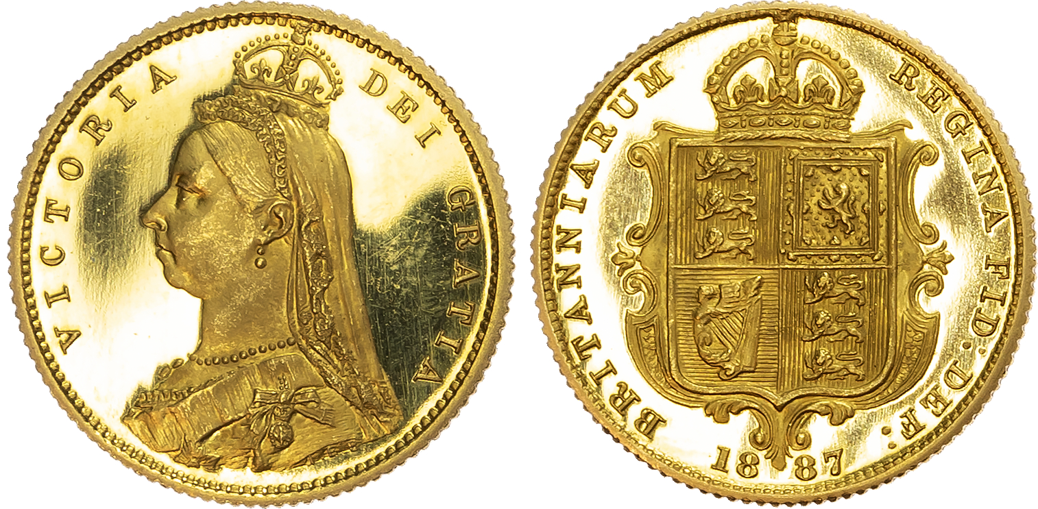 1887 JH Victoria Proof Half Sovereign PF64DCAM
