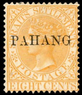 Malaya Pahang SG 2 1889 8c orange