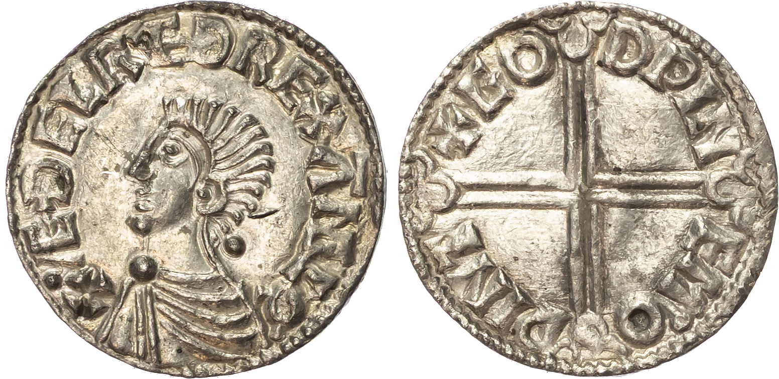 Aethelred II (978-1016) Penny, Long Cross type (c. 997-1003), Winchester mint, moneyer Godwine.