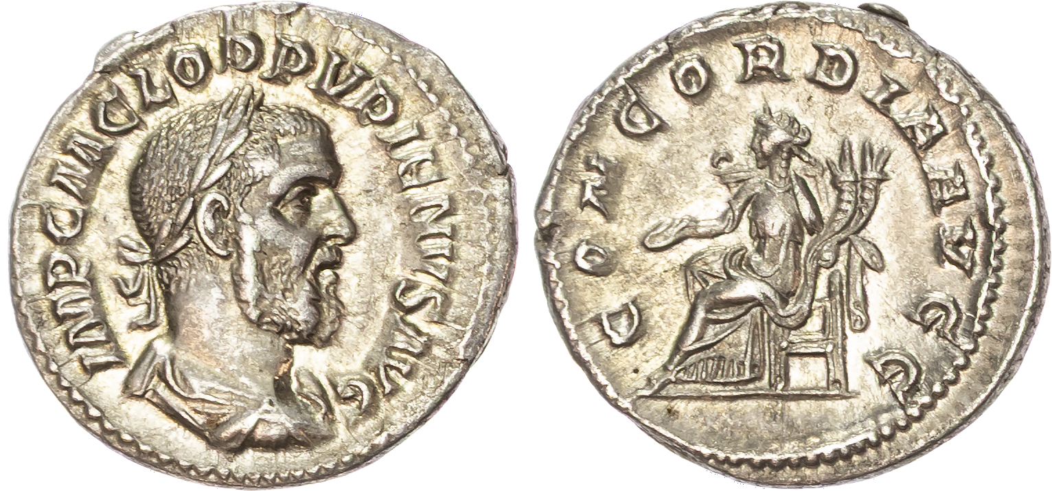 Pupienus (AD 238) AR Denarius, Rome, 3.14g. 