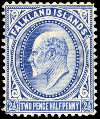 Falkland Is SG 46aw 1904-12 2½d watermark inverted mint