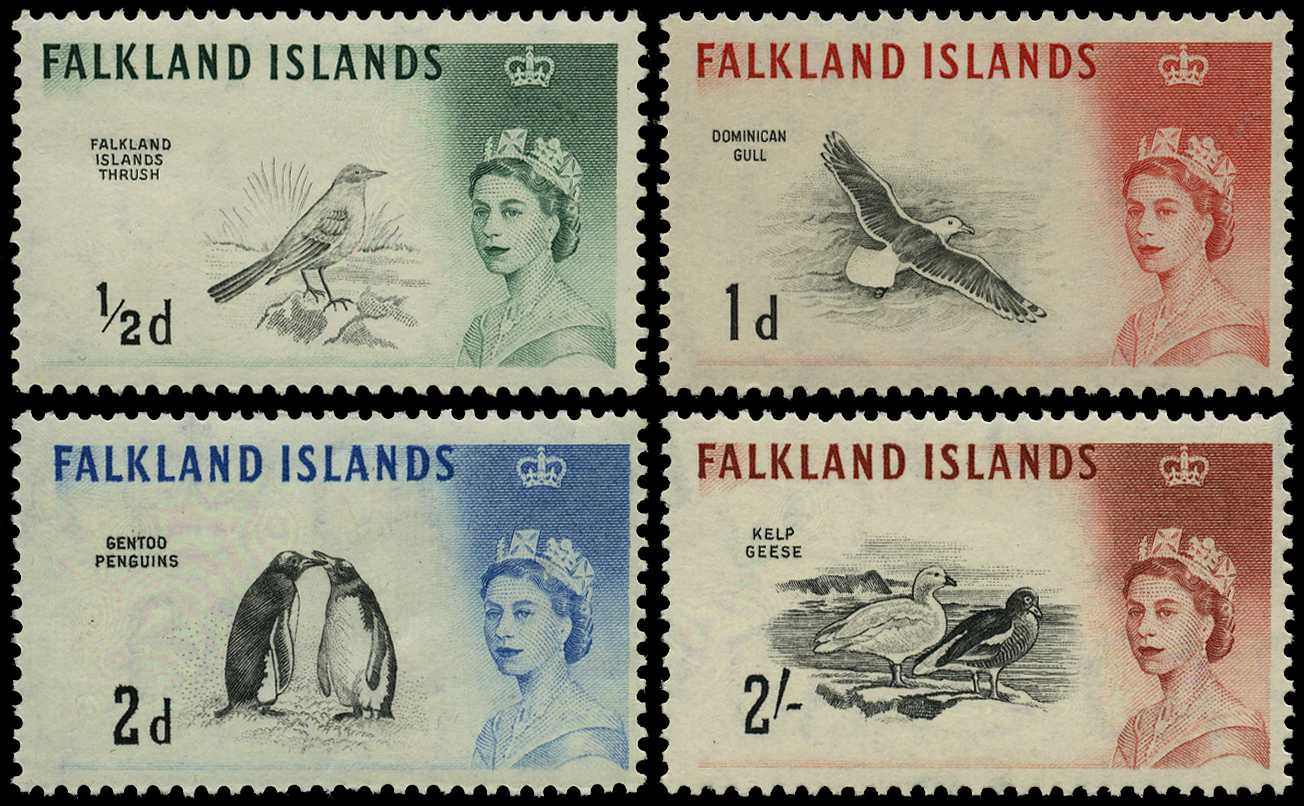 1960 ½d, 1d, 2d and 2s set of 4 birds De La...