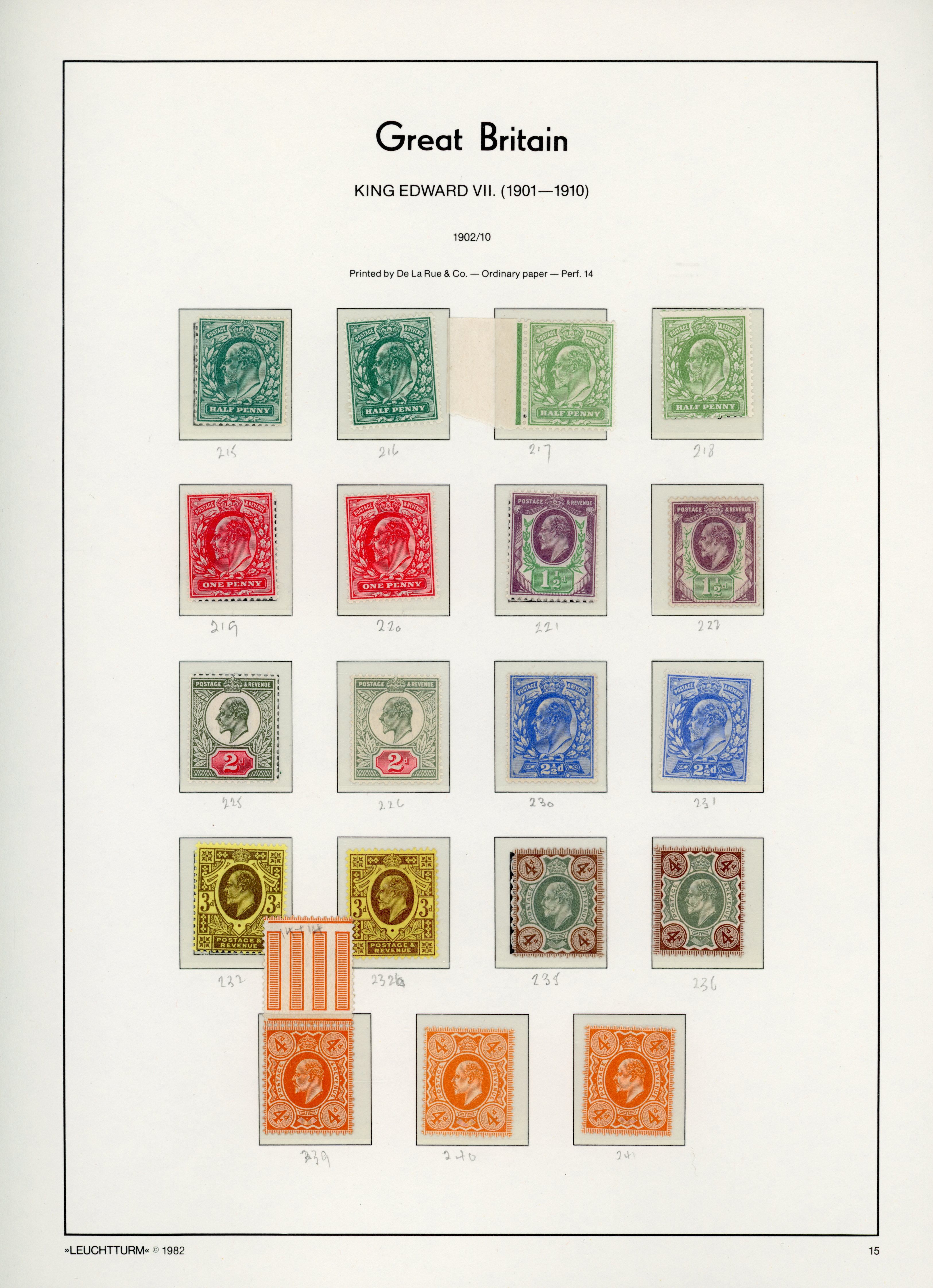 GB KEVII 1902-13 mainly mint/unmounted collection with good selection of shades on printed Lighthouse album pages