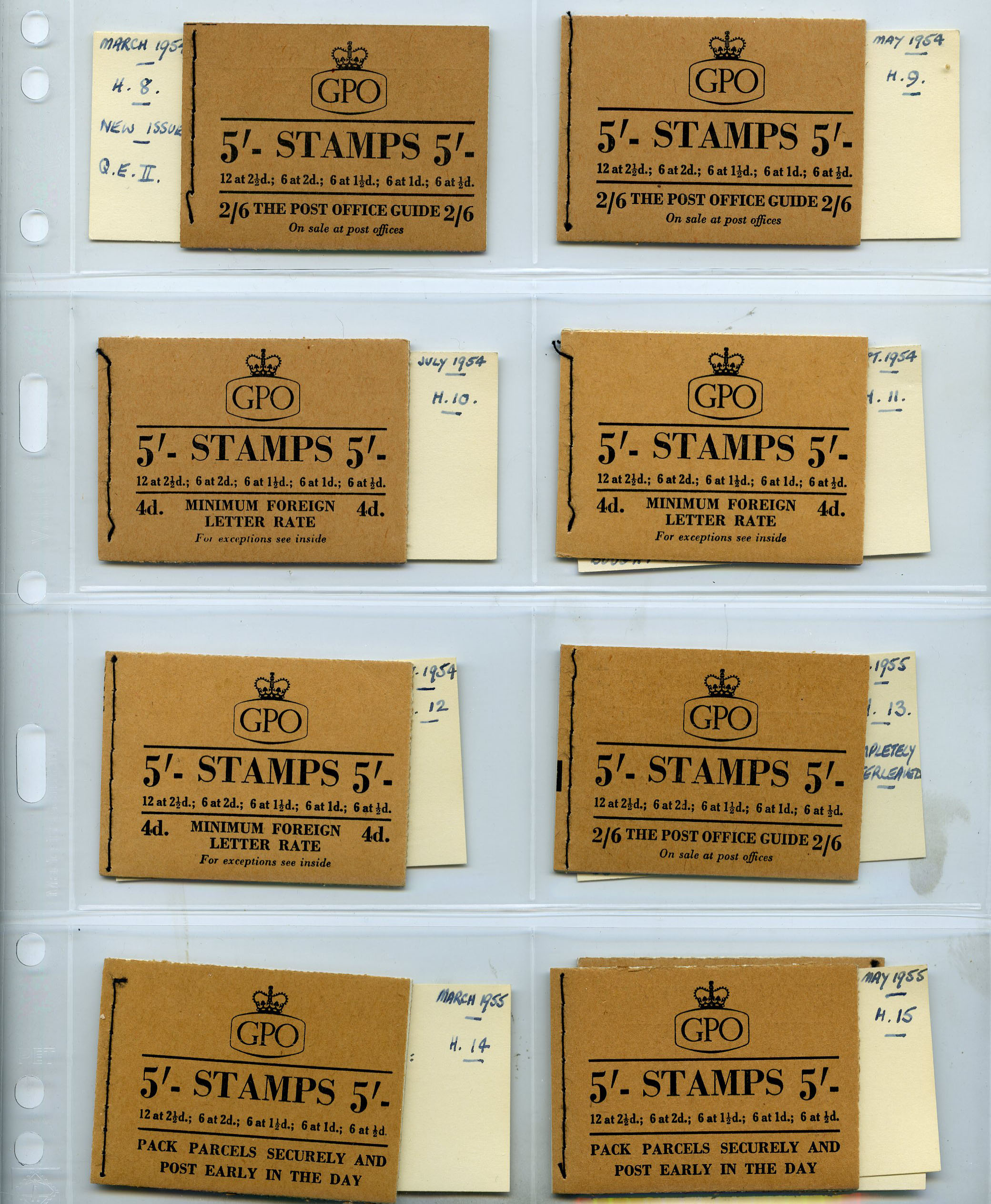 1954-5 5/- booklets with Tudor Crown...